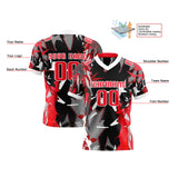 Custom Red Gray Reversible Football Jersey Personalized Gradient Football Shirts for Men Printed Team Name Number Logo