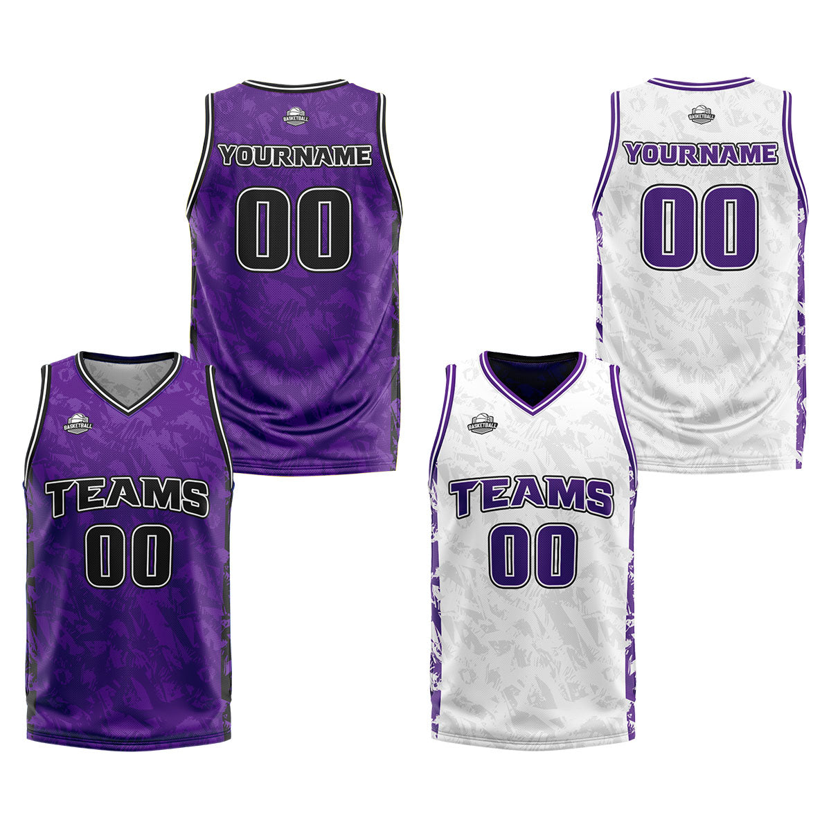 Custom Purple Reversible Basketball Suit for Adults and Kids Personalized Jersey enthsush