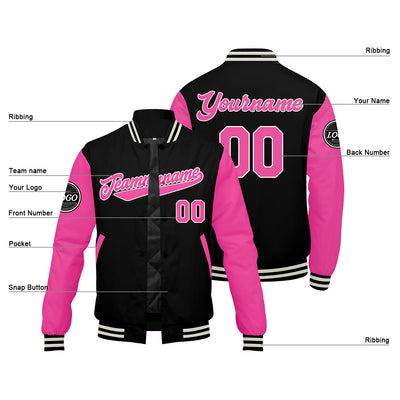 Custom Varsity Jacket Letterman jacket for Men, Women and Youth Pink enthsush