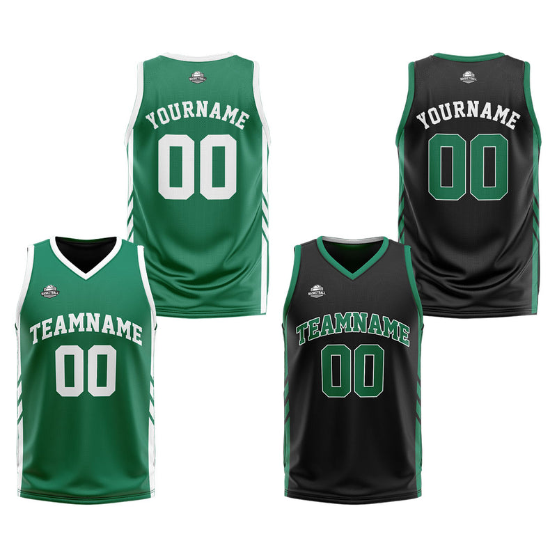 Custom Reversible Basketball Suit for Adults and Kids Personalized Jersey Green-Black