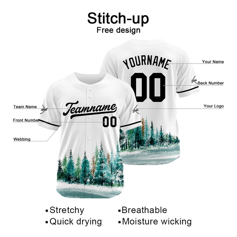 Custom Full Print Design Authentic Baseball Jersey white-green