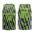 Custom Vertical bar Green Grey Basketball Jersey Uniform Suit Printed Your Logo Name Number enthsush