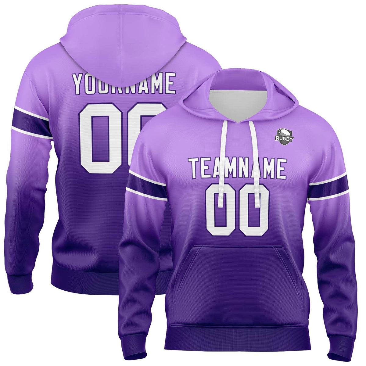 Custom Gradient Hoodie For Man Woman Girl Boy Print Your Logo Name Number Purple enthsush