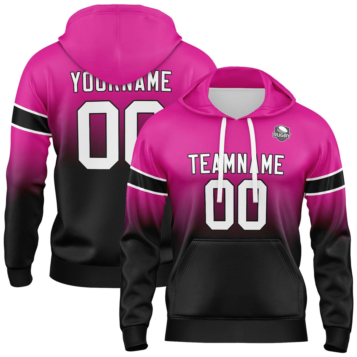 Custom Gradient Hoodie For Man Woman Girl Boy Print Your Logo Name Number Rose&Black enthsush