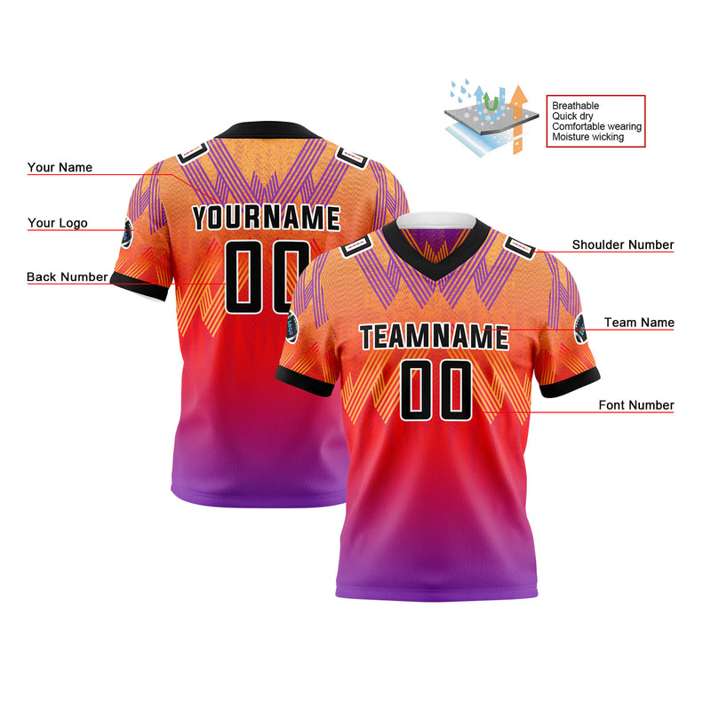Custom Red Purple Reversible Football Jersey Personalized Gradient Football Shirts for Men Printed Team Name Number Logo