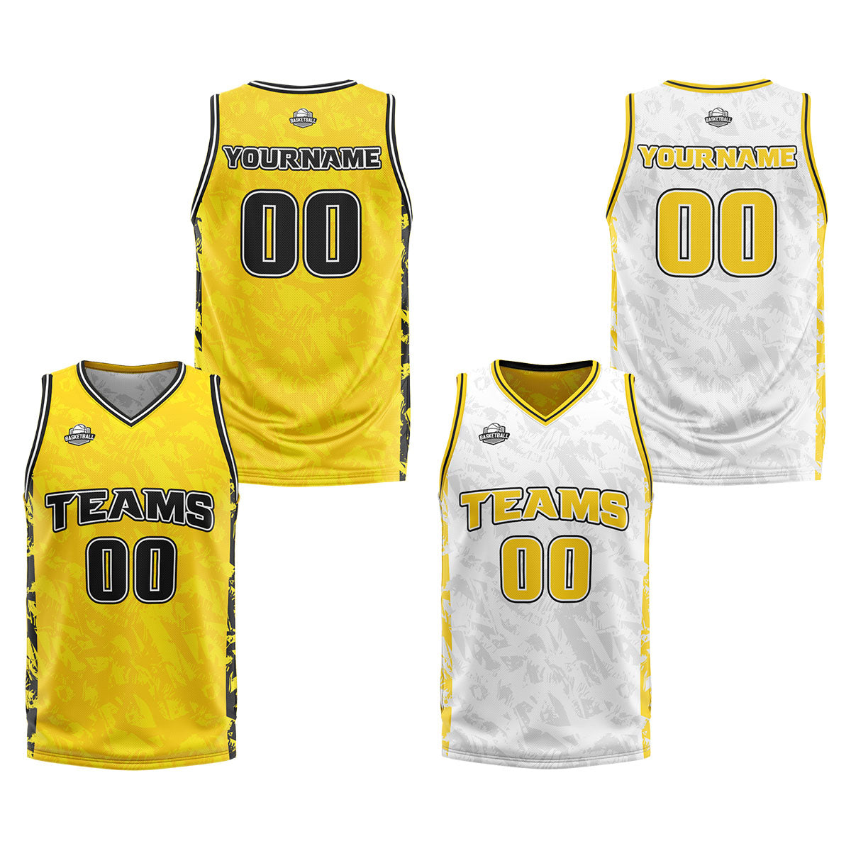 Custom Yellow Reversible Basketball Suit for Adults and Kids Personalized Jersey enthsush