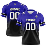 Custom Royal&Black Gradient Football Jersey Personalized Football Shirts for Men Women  Printed Team Name Number Logo
