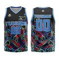 Custom Damaged geometry Blue Basketball Jersey Uniform Suit Printed Your Logo Name Number enthsush