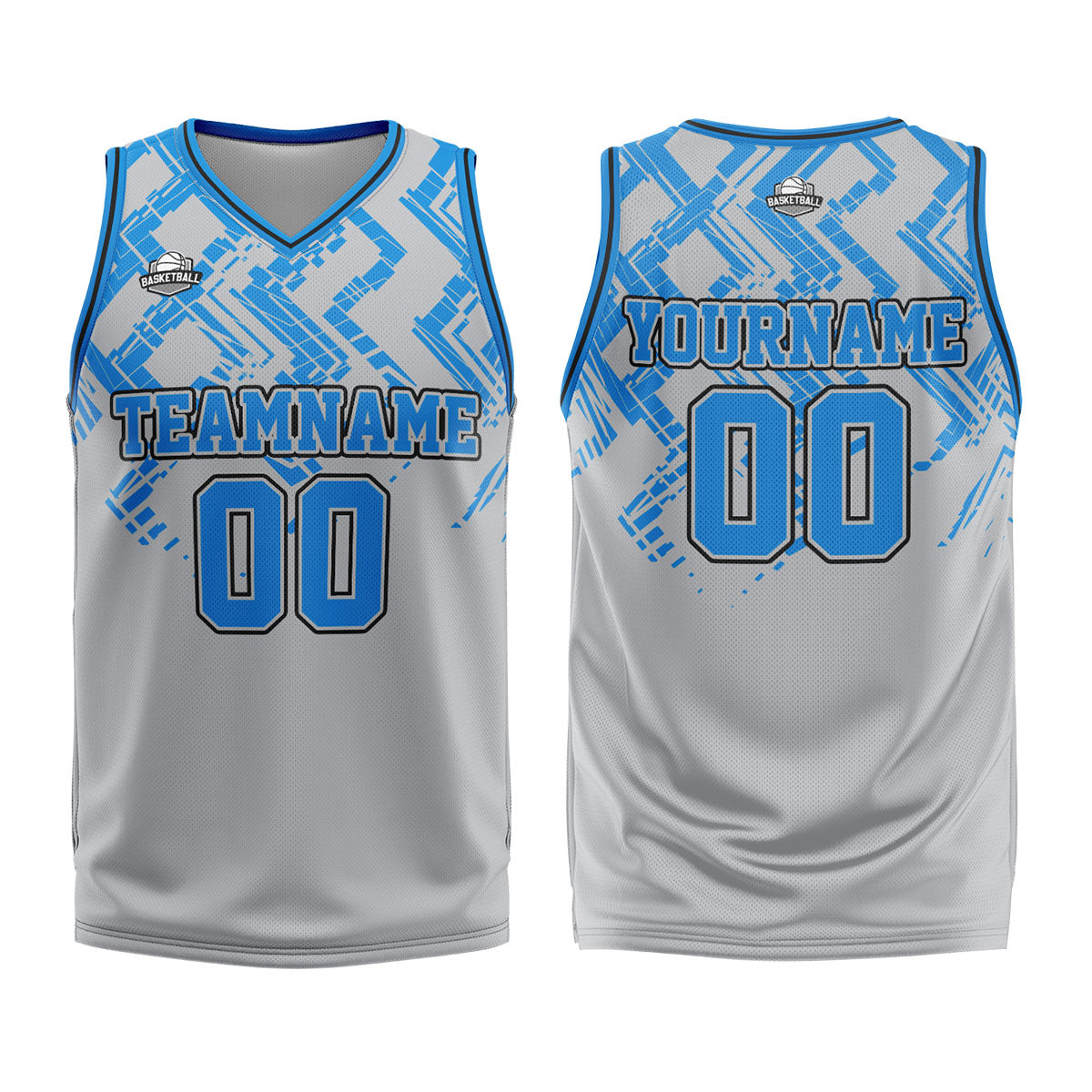 Custom Grey Blue Basketball Jersey Uniform Suit Printed Your Logo Name Number enthsush