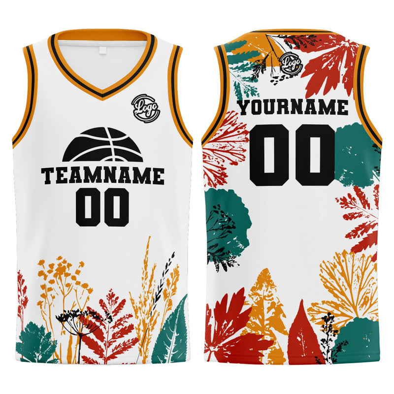 Custom White Orange Basketball Jersey Uniform Suit Printed Your Logo Name Number