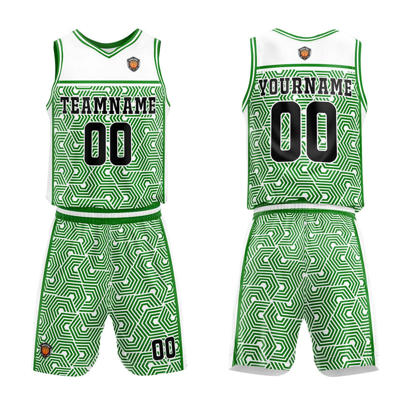 Custom White Green Basketball Jersey Uniform Suit Printed Your Logo Name Number