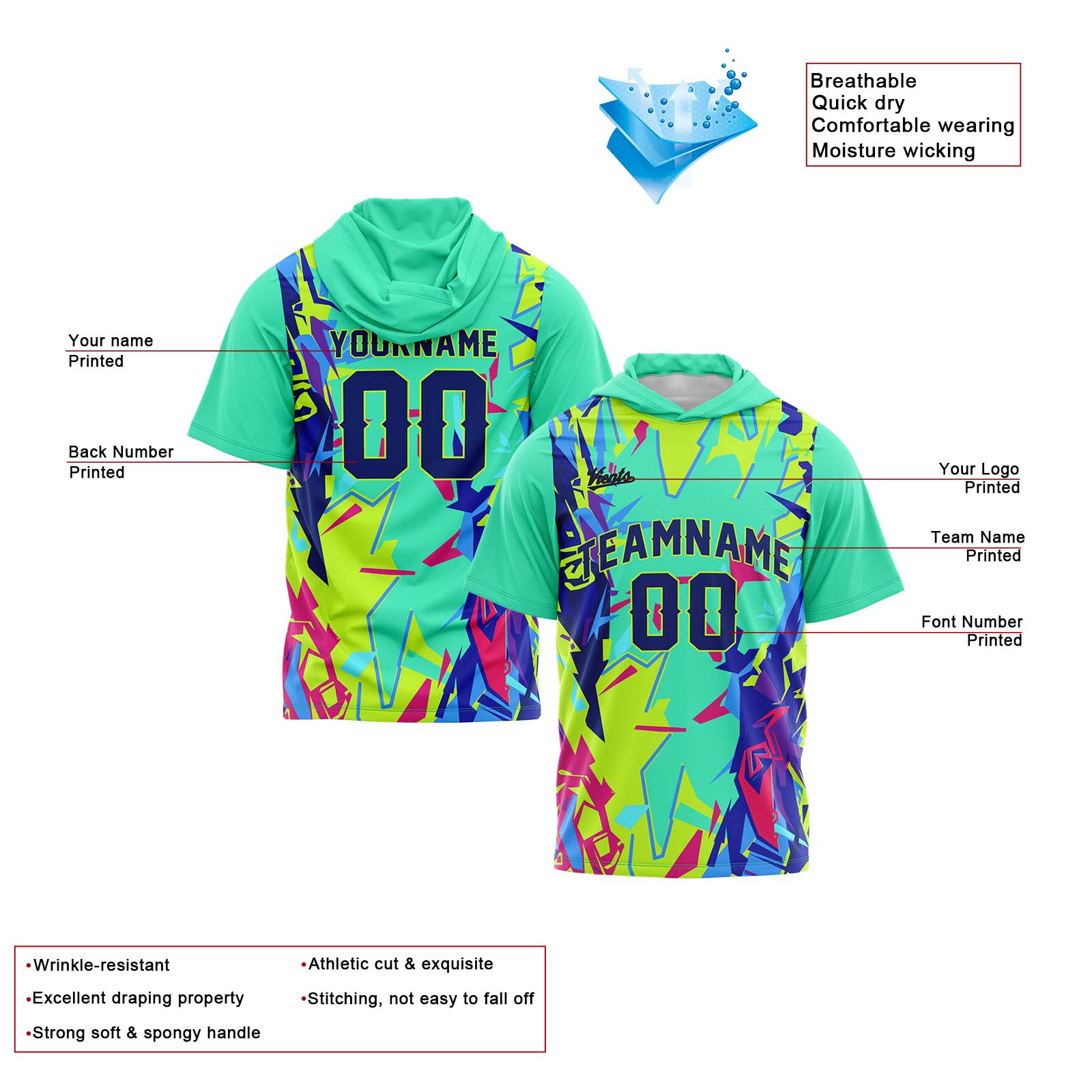 Custom Light Green Sleeve Hoodies for Men Women Shirts with Hoods Printed Name Logo enthsush