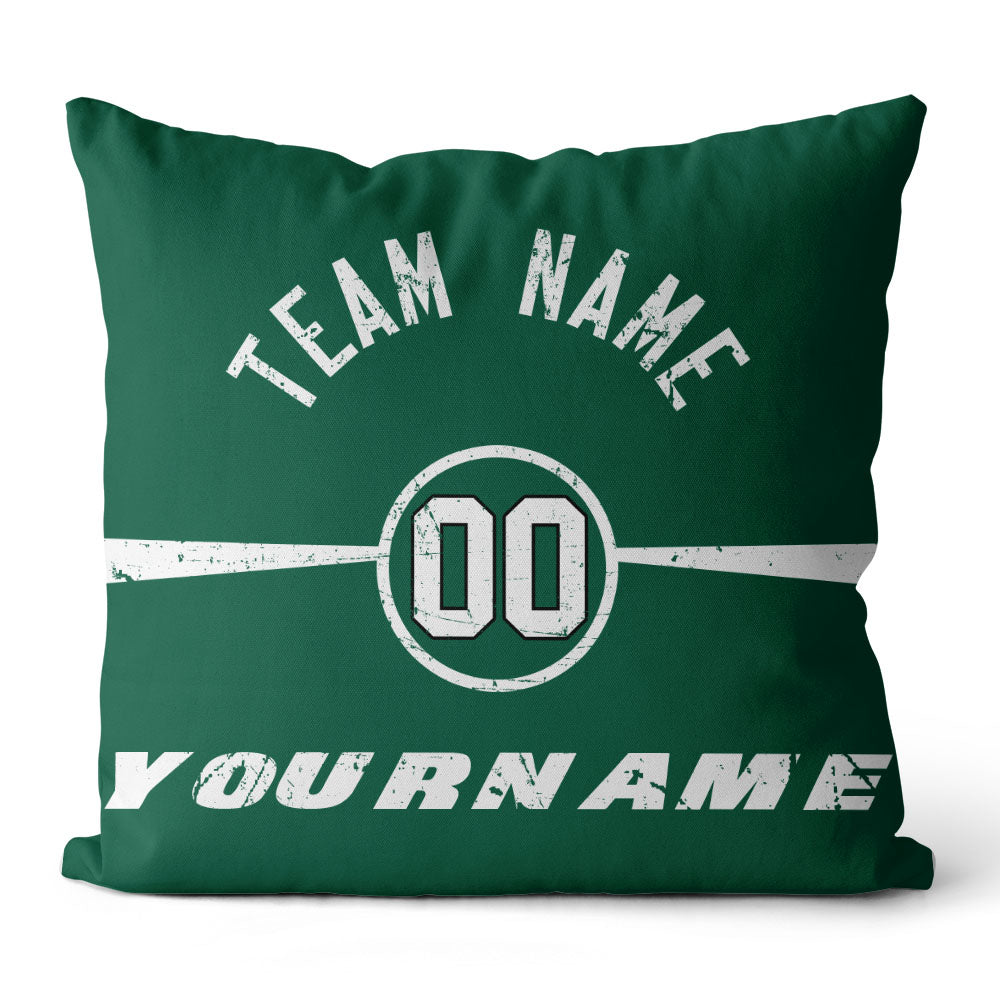 Custom Football Throw Pillow for Men Women Boy Gift Printed Your Personalized Name Number Green & White enthsush