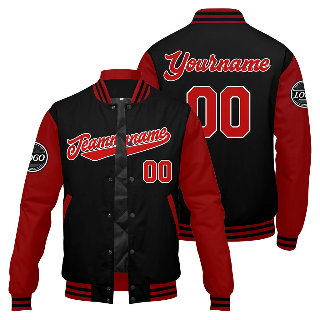 Custom Varsity Jacket Letterman jacket for Men, Women and Youth Red Black enthsush