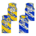 Custom Yellow Blue Reversible Basketball Suit for Adults and Kids Personalized Jersey enthsush