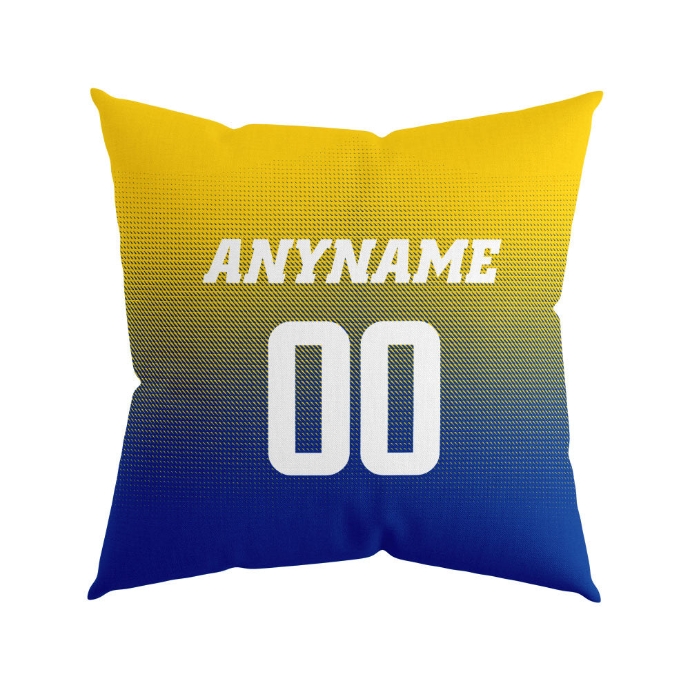 Custom Football Throw Pillow for Men Women Boy Gift Printed Your Personalized Name Number Yellow&Blue&White enthsush