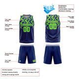 Custom Navy Neon Green Basketball Jersey Uniform Suit Printed Your Logo Name Number