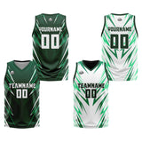 Custom Drak Green Reversible Basketball Suit for Adults and Kids Personalized Jersey