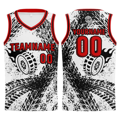 Custom White Black Red Basketball Jersey Uniform Suit Printed Your Logo Name Number enthsush