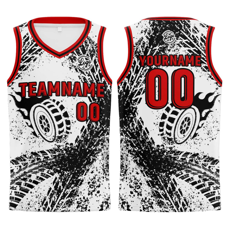 Custom White Black Red Basketball Jersey Uniform Suit Printed Your Logo Name Number