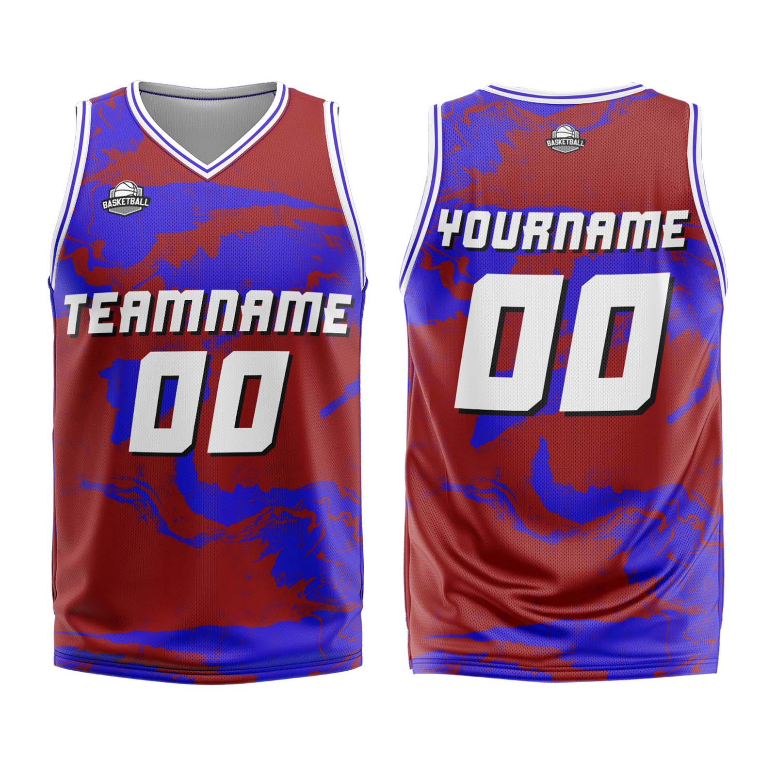 Custom Tie-dye Red Royal Basketball Jersey Uniform Suit Printed Your Logo Name Number enthsush