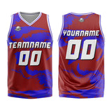 Custom Tie-dye Red Royal Basketball Jersey Uniform Suit Printed Your Logo Name Number