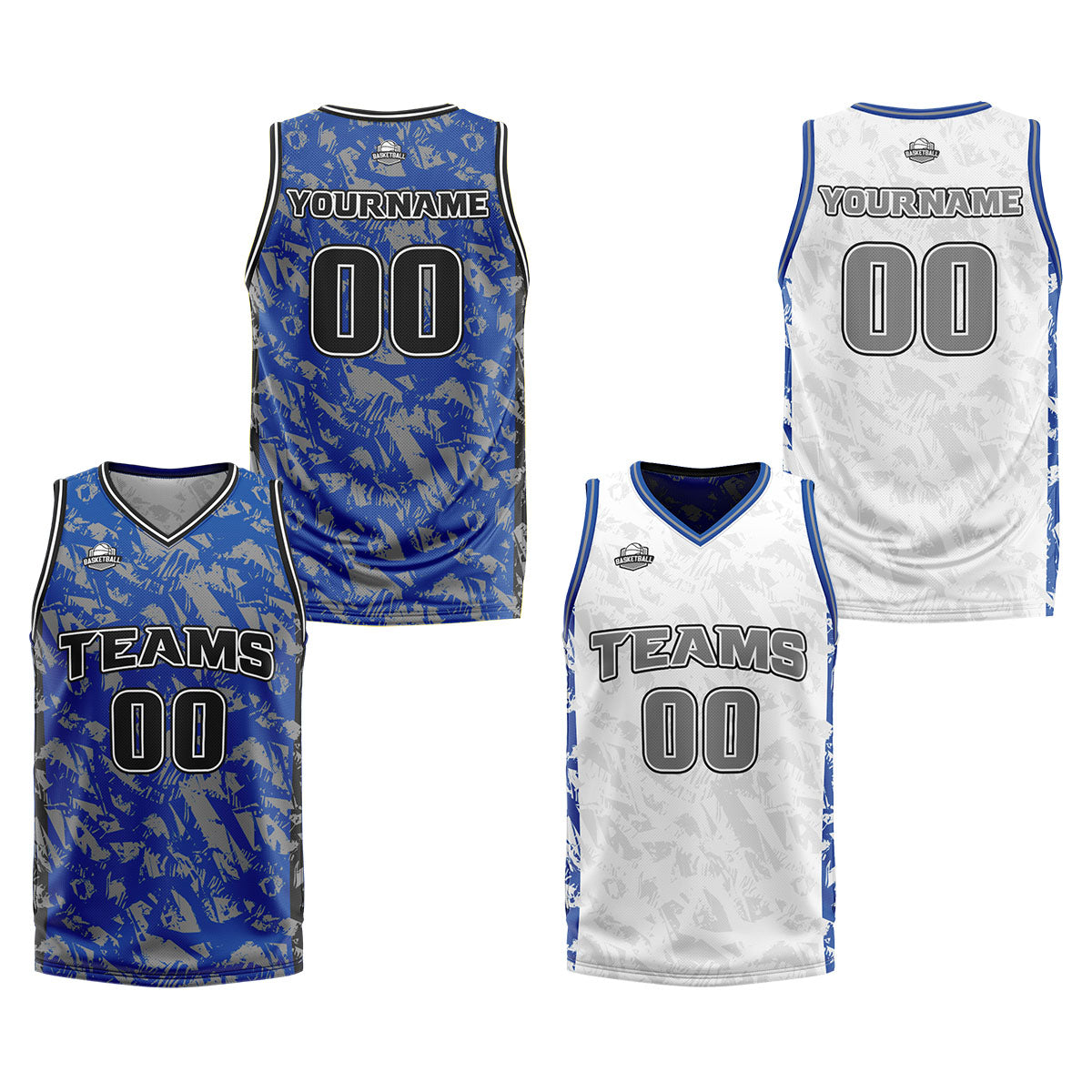 Custom Blue Grey Reversible Basketball Suit for Adults and Kids Personalized Jersey enthsush
