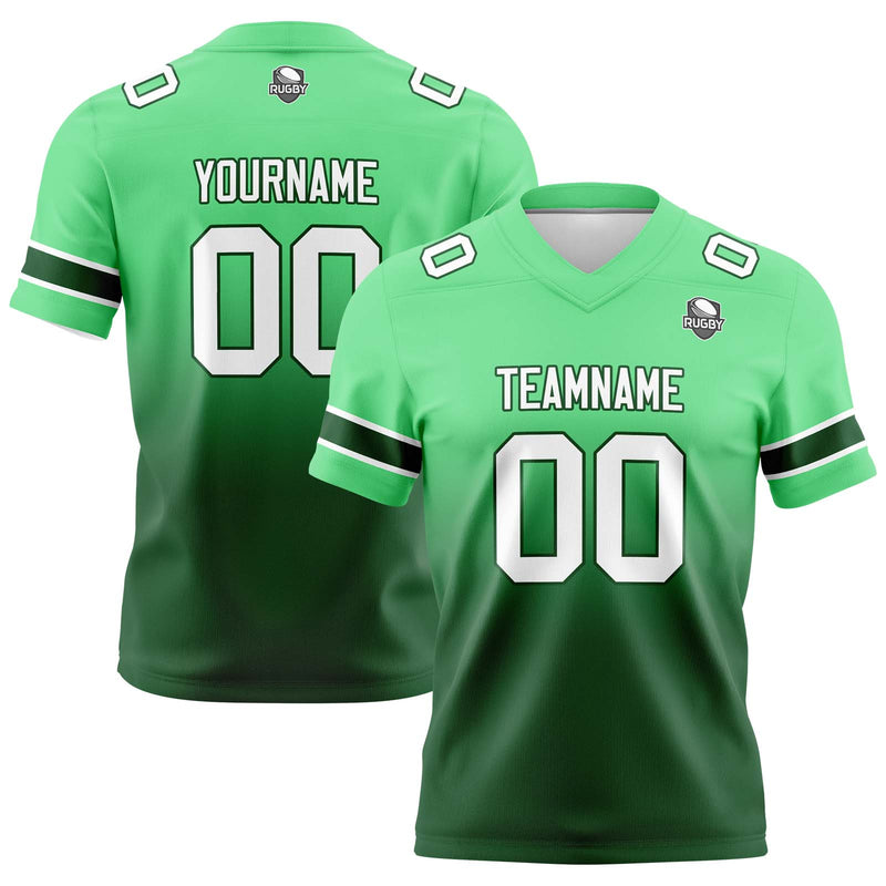 Custom Green Gradient Football Jersey Personalized Football Shirts for Men Women  Printed Team Name Number Logo