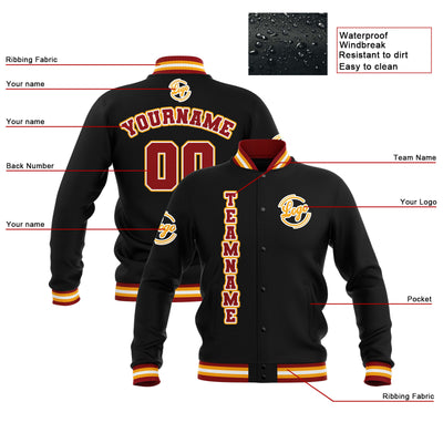 Custom Black Red Yellow Waterproof Varsity Jackets Personalized Stitched Name Number Logo to Letterman Jackets enthsush