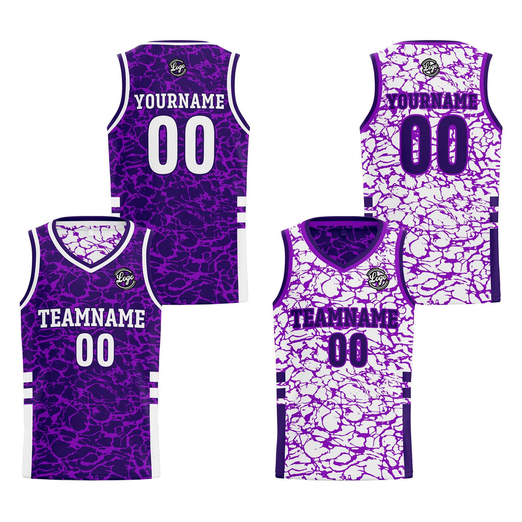 Custom Purple Reversible Basketball Suit for Adults and Kids Personalized Jersey enthsush