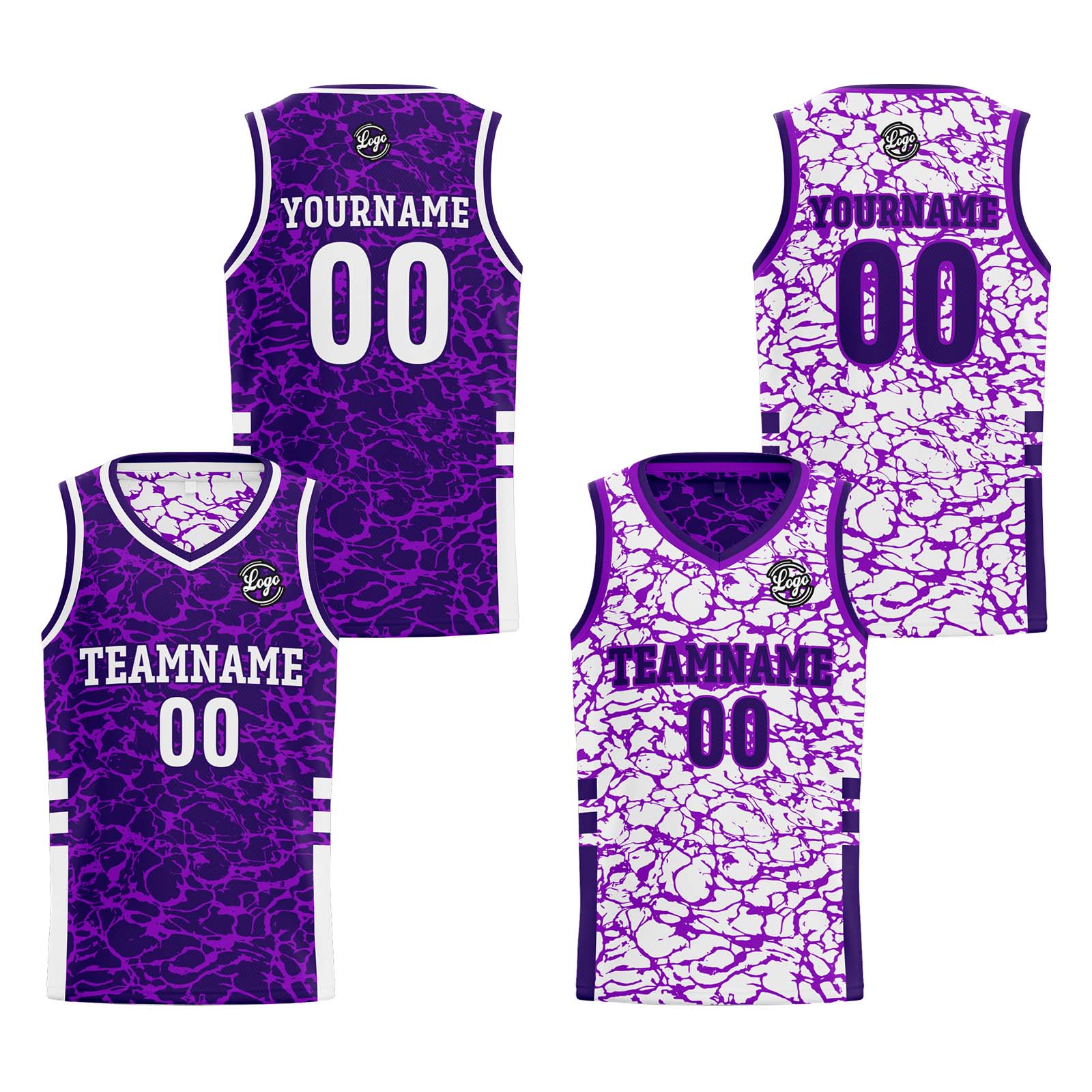Custom Purple Reversible Basketball Suit for Adults and Kids Personalized Jersey enthsush