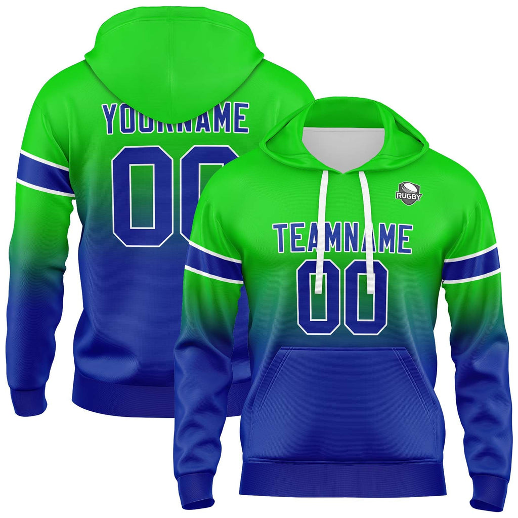 Custom Gradient Sweatshirt Hoodie For Man Woman Girl Boy Print Your Logo Name Number Green&Blue enthsush