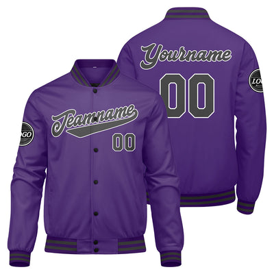 Custom Varsity Jacket Letterman jacket for Men, Women and Youth Purple Grey enthsush
