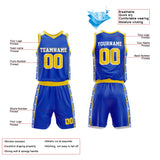 Custom Basketball Jersey Uniform Suit Printed Your Logo Name Number Royal-Yellow