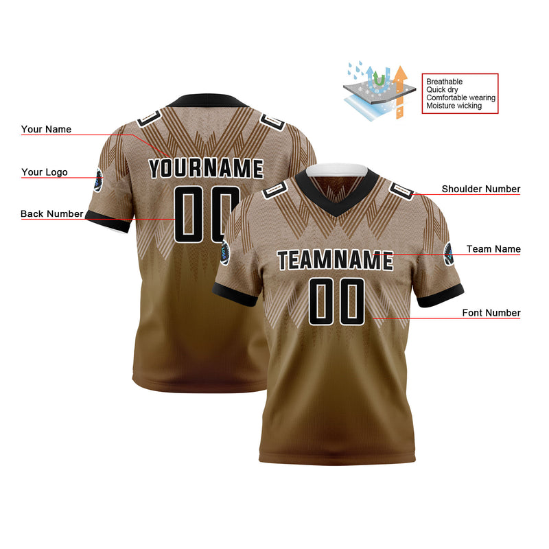 Custom Black Brown Reversible Football Jersey Personalized Gradient Football Shirts for Men Printed Team Name Number Logo