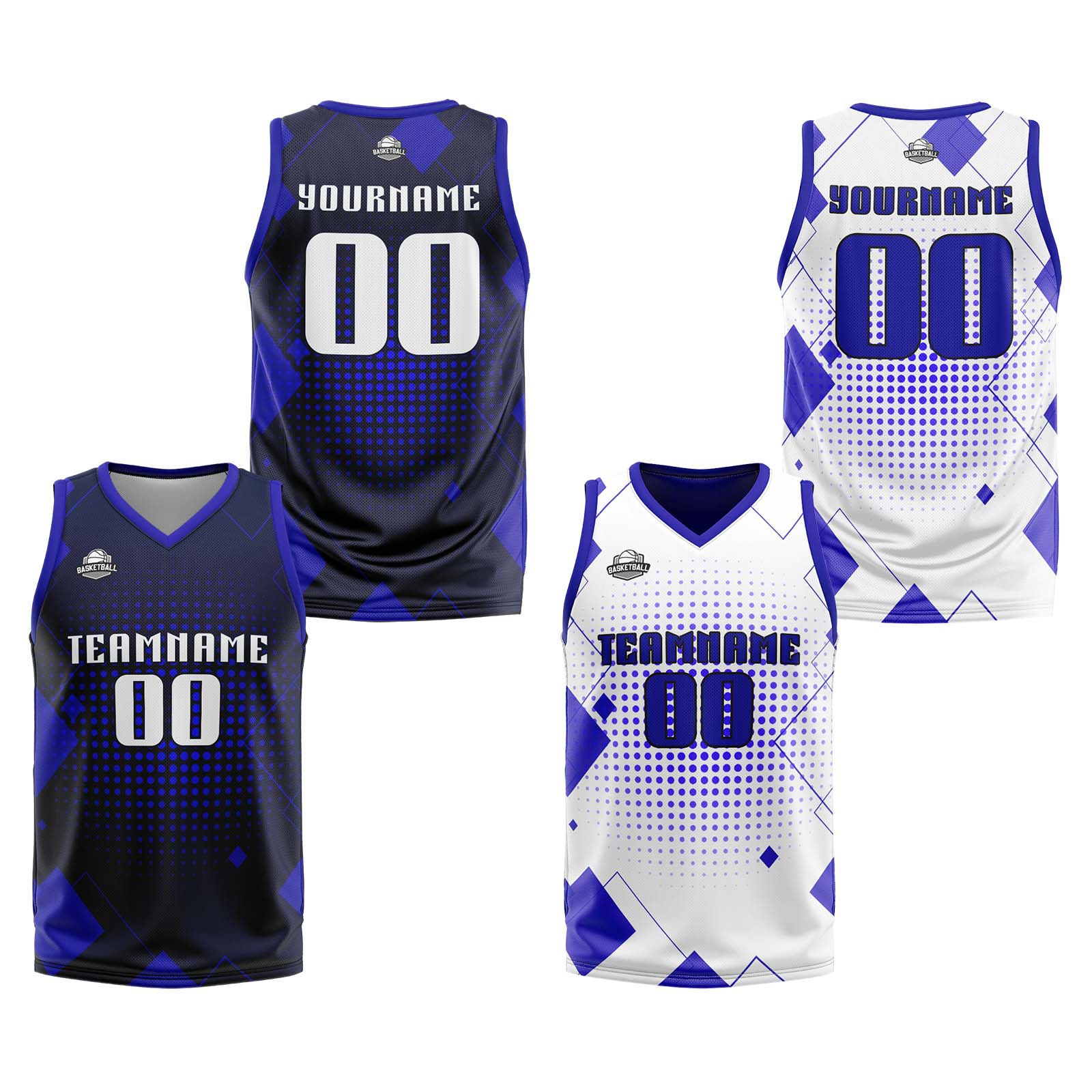 Custom Royal Reversible Basketball Suit for Adults and Kids Personalized Jersey enthsush