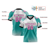 Custom Green Powder Football Jersey Personalized Gradient Football Shirts for Men Printed Team Name Number Logo