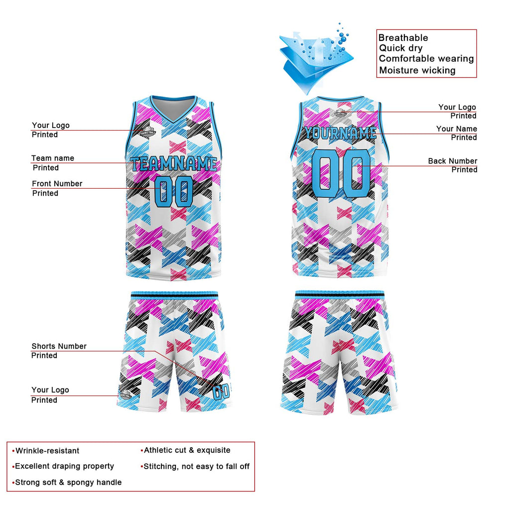 Custom Light Blue Basketball Jersey Uniform Suit Printed Your Logo Name Number enthsush