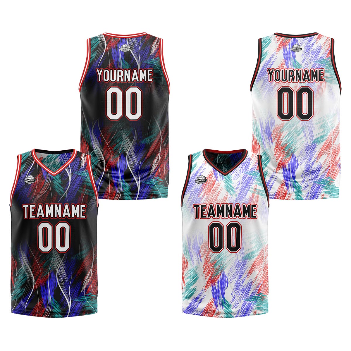 Custom Black Red Reversible Basketball Suit for Adults and Kids Personalized Jersey enthsush