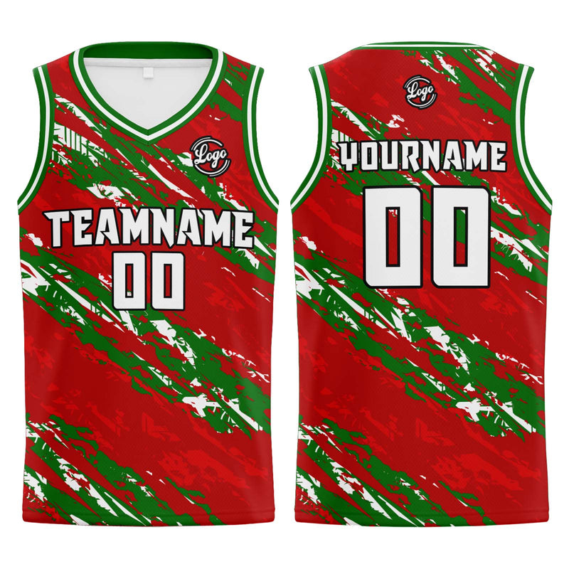 Custom Red Green Basketball Jersey Uniform Suit Printed Your Logo Name Number