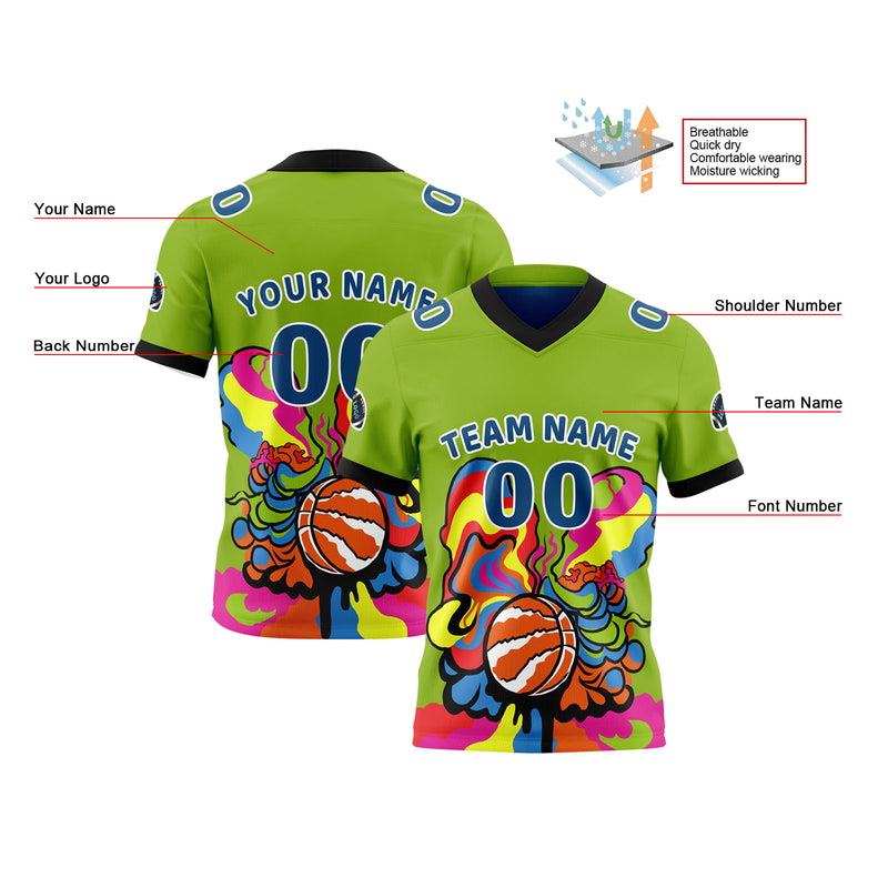 Custom Green Blue Reversible Football Jersey Personalized Gradient Football Shirts for Men Printed Team Name Number Logo