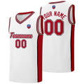 Custom basketball jersey shorts for men and women. Embroidered and printed name, number and logo White&Red enthsush
