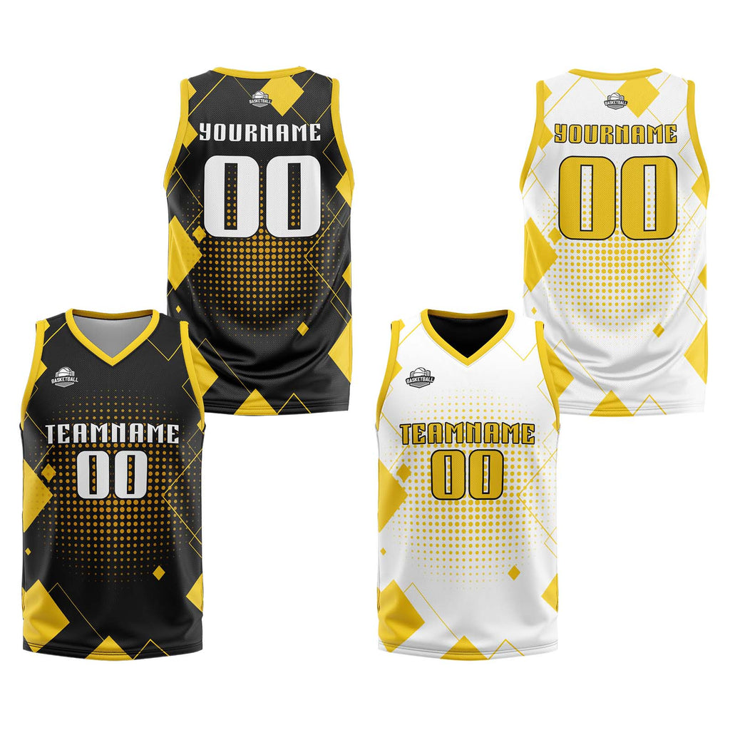 Custom Yellow Reversible Basketball Suit for Adults and Kids Personalized Jersey enthsush