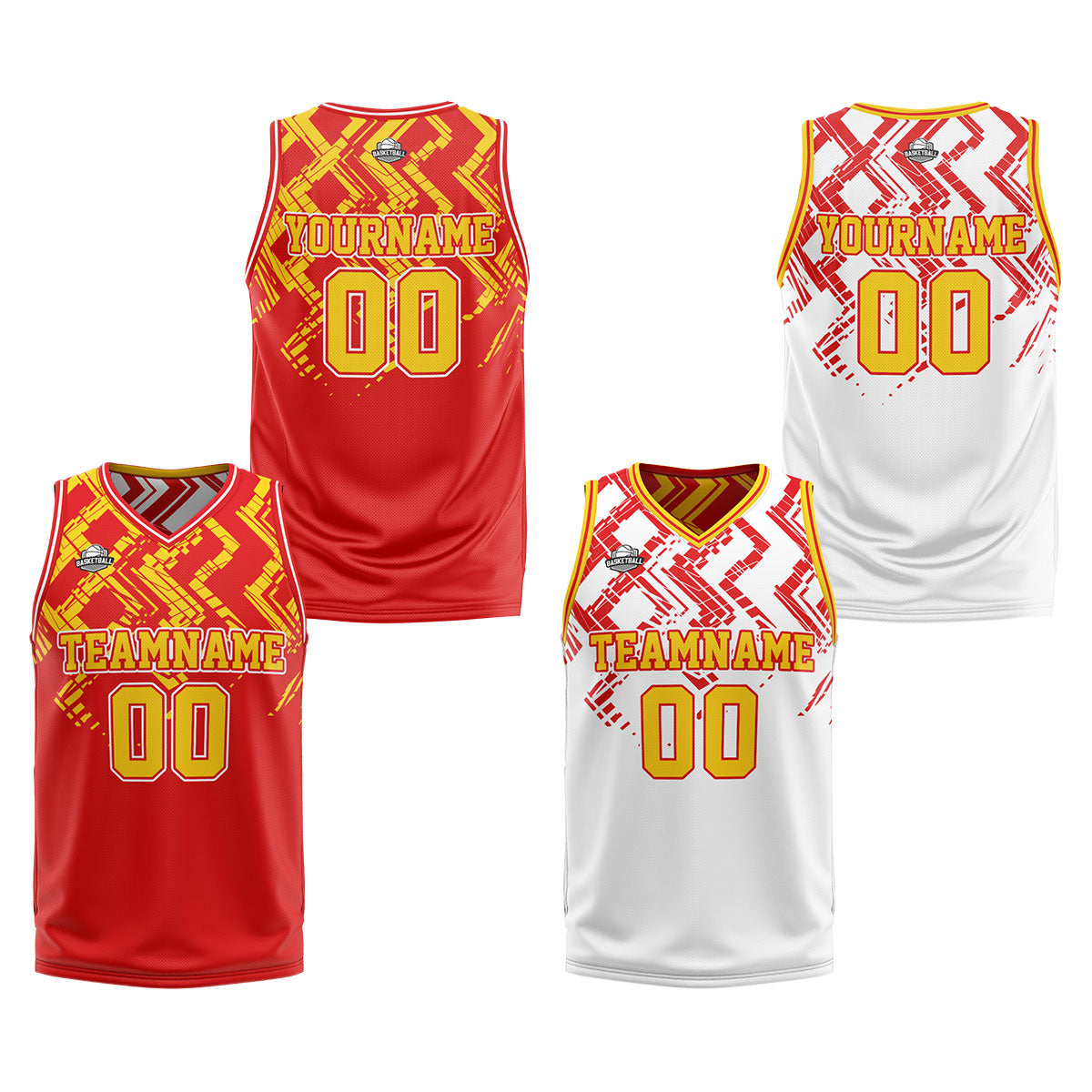 Custom Red Orange Reversible Basketball Suit for Adults and Kids Personalized Jersey enthsush