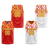 Custom Red Orange Reversible Basketball Suit for Adults and Kids Personalized Jersey