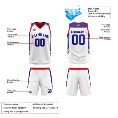 Custom Royal Red Reversible Basketball Suit for Adults and Kids Personalized Jersey enthsush