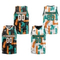 Custom Aqua Orange Reversible Basketball Suit for Adults and Kids Personalized Jersey enthsush