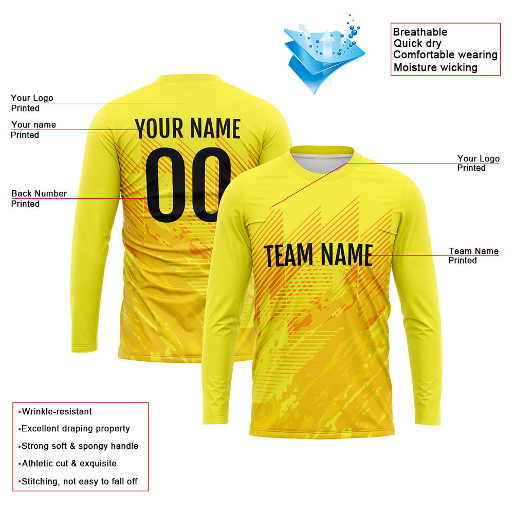 Custom Basketball Soccer Football Shooting Long T-Shirt for Adults and Kids Yellow enthsush