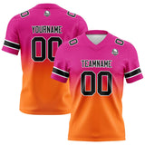 Custom Rose&Orange Gradient Football Jersey Personalized Football Shirts for Men Women  Printed Team Name Number Logo