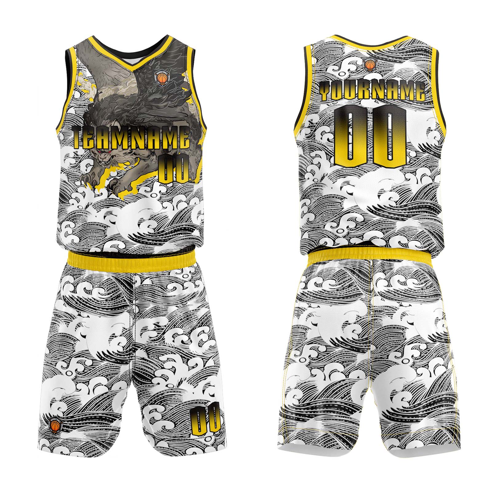 Custom Brown Yellow Basketball Jersey Uniform Suit Printed Your Logo Name Number enthsush
